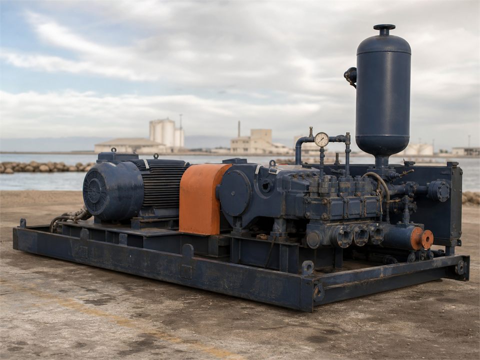 Gardner Denver PZ-11 Powered by GE 5GEB22 AC Motors With 7,000 PSI Fluid Ends,80 Gallons Pulsation Dampners QT-4 mud pump visualization for MR-MP-0002