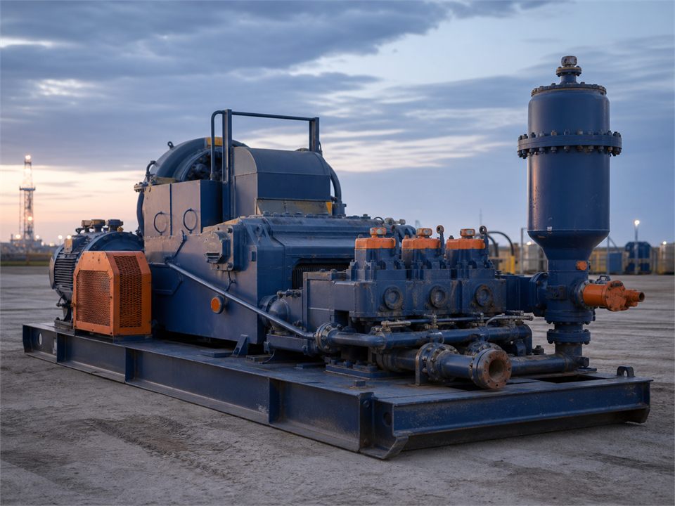 National Rebuilt National 12P-160 with 5000 PSI fluid Ends QT-3 mud pump visualization for MR-MP-0003