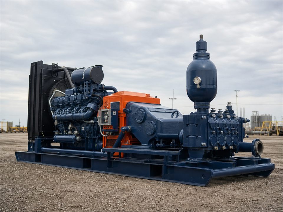 BOMCO RSF1000 Powered by MTU Engine with 5000 PSI Fluid End mud pump visualization for MR-MP-0004
